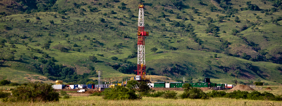Drilling in the Albertine rift valley in Uganda